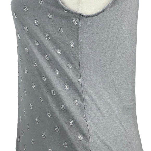 EXPRESS CLASSIC POLKA -DOT SLEEVELESS 1/4 ZIPPER FRONT TOP/BLOUSE - Picture 7 of 14